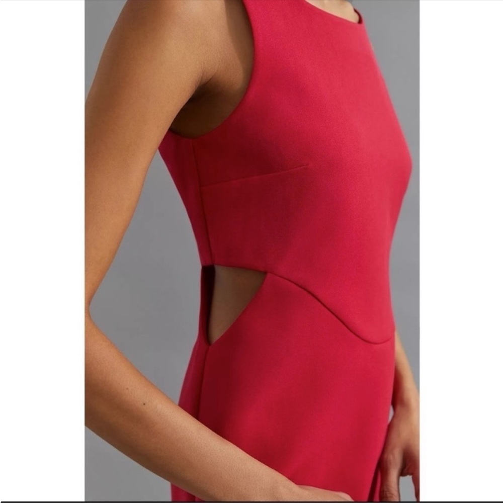 Anthropologie Mare Mare Red Side Cutout Shift Mini Dress Medium Mod Cocktail - Picture 3 of 6